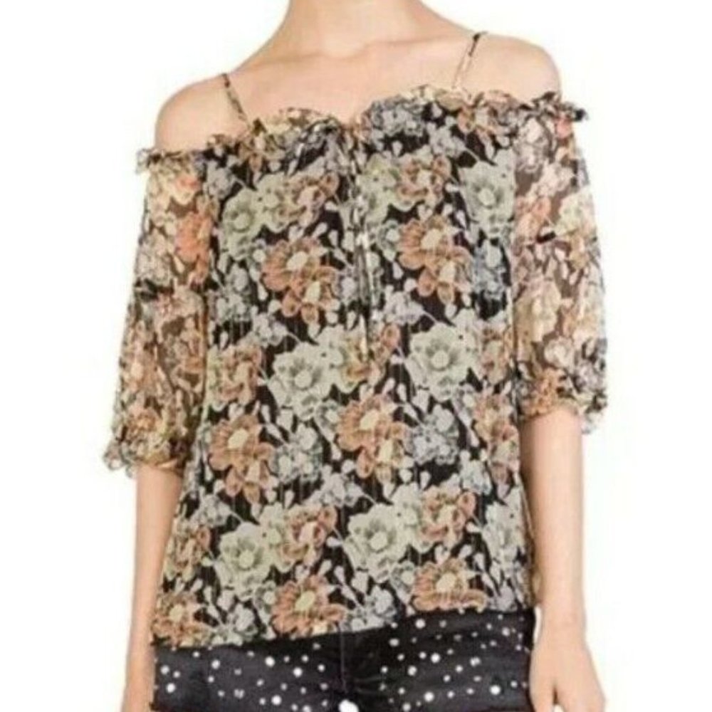 The Kooples Wanted Cold Shoulder Floral Top